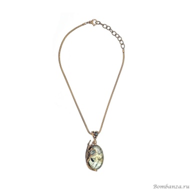 Колье Alcozer&J, рутиловый кварц, берилл, жемчуг, изумруд, AL2502-C138JJ24 зеленый