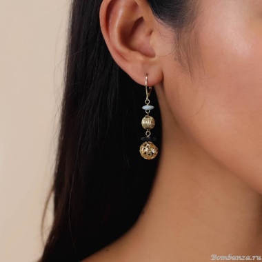 Серьги Franck Herval, Baya, с костью и кокосом, FH24.2-12-68970 золотистый