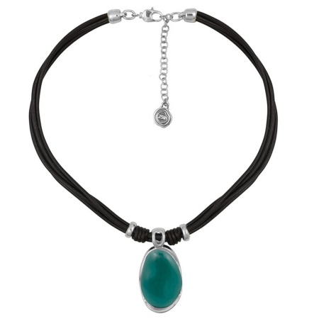 Колье Ciclon, Vega, кожаное, с муранским стеклом, CN-232831 бирюзовый