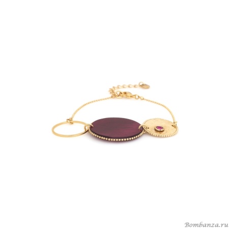 Браслет Franck Herval, Marly, с ракушкой Capiz в смоле, Swarovski, FH25.2-13-73051 бордовый