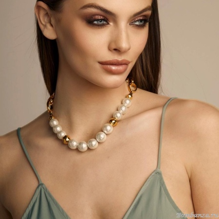 Колье VIDDA, Pearl, с жемчугом, кожа, VD23-01674 белый, 50см