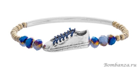 Браслет Taratata, Cours toujours, серебристый, с синим шнурком и стеклянными бусинами, TT-T20-50309-104