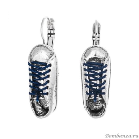 Серьги Taratata, Cours toujours, серебристые, с синим шнурком, TT-T20-50720-104