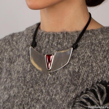 Колье Tra-la-ra, Odisea, кожаное с кристаллом, TLR24-237P205 красный