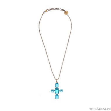 Колье Thot Gioielli, с подвеской-крестом и рейнстоунами, TG25.1-CLV51 аквамариновый Колье Thot Gioielli, с подвеской-крестом и рейнстоунами, TG25.1-CLV51 аквамариновый