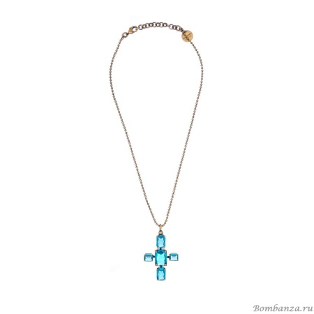 Колье Thot Gioielli, с подвеской-крестом и рейнстоунами, TG25.1-CLV51 аквамариновый Колье Thot Gioielli, с подвеской-крестом и рейнстоунами, TG25.1-CLV51 аквамариновый