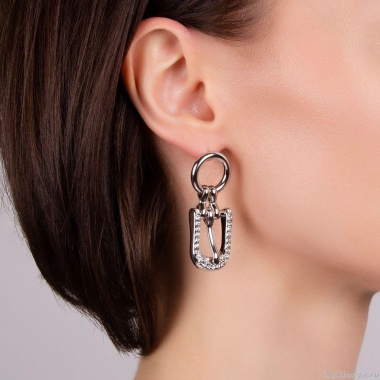 Серьги Moon Paris, Ringo, подвеска в форме пряжки, с кристаллами, MR-21.04-011 серебристый Серьги Moon Paris, Ringo, подвеска в форме пряжки, с кристаллами, MR-21.04-011 серебристый