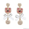 Серьги Moon Paris, Ringo Queen, с медведем из текстиля, с бусинами, MRQ-24.05-010 белый Серьги Moon Paris, Ringo Queen, с медведем из текстиля, с бусинами, MRQ-24.05-010 белый
