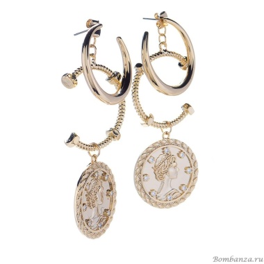 Серьги Moon Paris, Bohemia, с монетами и кристаллами, MB-21.07-037 золотистый Серьги Moon Paris, Bohemia, с монетами и кристаллами, MB-21.07-037 золотистый