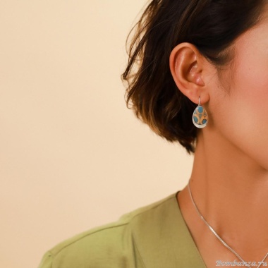 Серьги Nature Bijoux, Piccadilly, с пальмовым орехом в смоле и перламутром, NB23.2-12-79018 голубой