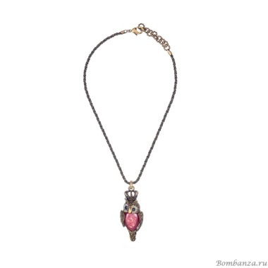 Колье Alcozer&J, сова, турмалин, сапфир, Swarovski, AL2502-C148MH24 коричневый