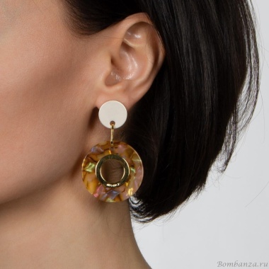 Серьги Nuance, асимметричные, с перламутром, NFN-24.01-033 золотистый