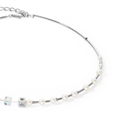Колье Coeur de Lion, GeoCUBE® Fusion Precious Pearl Mix, Grey-Silver, 1122/10-1217 Колье Coeur de Lion, GeoCUBE® Fusion Precious Pearl Mix, Grey-Silver, 1122/10-1217