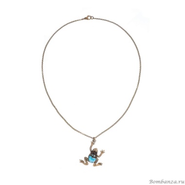 Колье Alcozer&J, лягушка, ларимар, жемчуг, Swarovski, AL2502-C128JF24 голубой