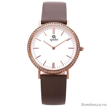 Часы Qudo, Trento, 801505 BW/RG, коричневый кожаный ремешок