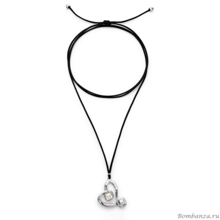 Ожерелье UNOde50 Ser Expresiva с белым кристаллом, с серебром на текстильном шнурке COL2012CRSMTL0U