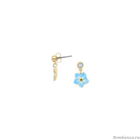 Серьги Franck Herval, Neela, незабудки со Swarovski и цветной эмалью, FH24.2-12-69143 голубой
