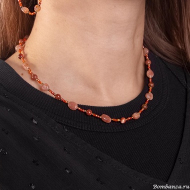 Колье Lanzerotti, Caramello, солнечник, авантюрин, шпинель, LZ-24.11-525 коричневый