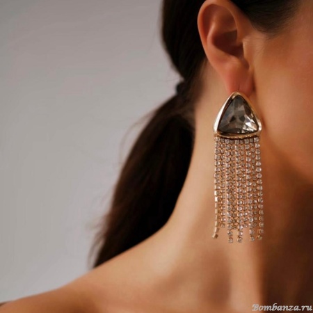 Серьги Moon Paris, с кристаллами, Mo-Y25.02-006 золотистый