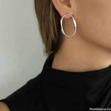 Серьги Dansk Copenhagen, Elysian, овальной формы, DNSK25.2-3C2501024 серебристый