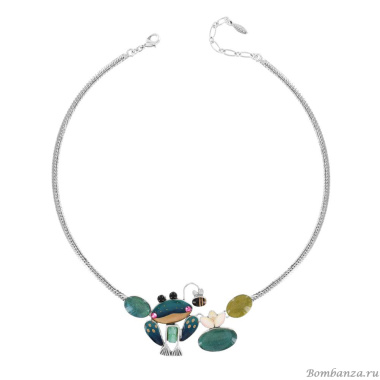 Колье TARATATA, Rainette, смола,стразы,бусина,слюдяная пудра, TT-T24-06108-104 зеленый