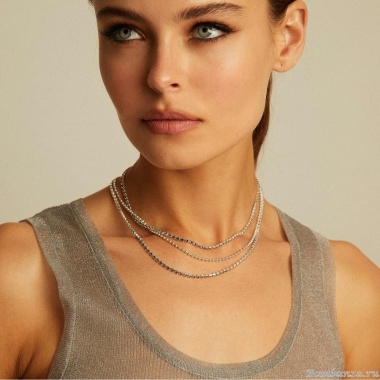 Колье VIDDA, Eternity, тройное, с кристаллами Swarovski, VD23.2-01777 серый