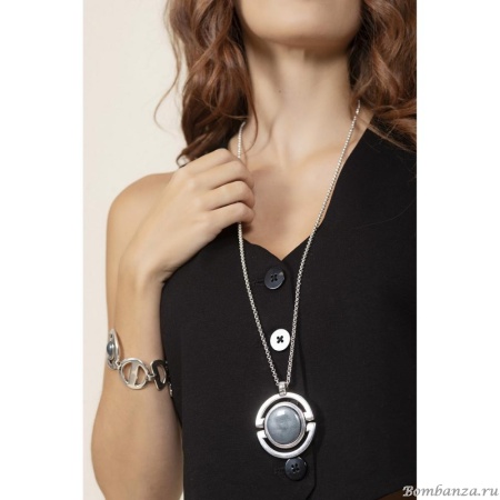 Колье Ciclon, Elegance, с муранским стеклом, CN-233803 серый