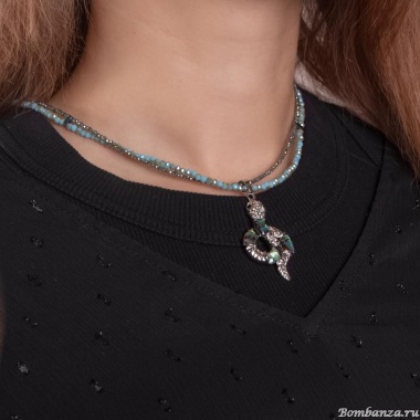 Колье Lanzerotti, Verde, двойное, с кристаллами и гелиотисом, LZ-24.12-550 бирюзовый