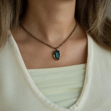 Колье Thot Gioielli, с рейнстоуном, TG25.1-CL110 аквамариновый