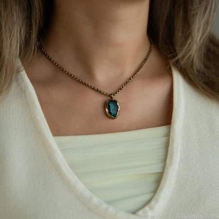 Колье Thot Gioielli, с рейнстоуном, TG25.1-CL110 аквамариновый