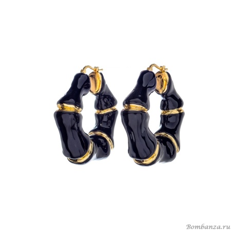 Серьги Francesca Bianchi, кольца, с эмалью, FB25.2-36S черный