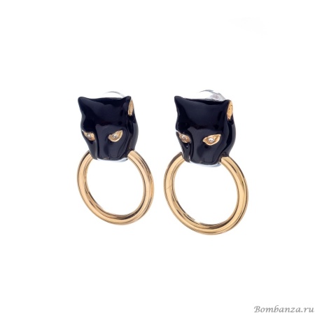 Серьги Polina Firenze, пантера с кристаллами и эмалью, PF25.2-OR2673 черный