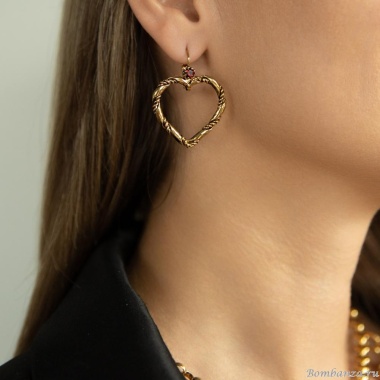 Серьги Celeste G, с сердцем и кристаллом Swarovski, CS25.1-2045 красный