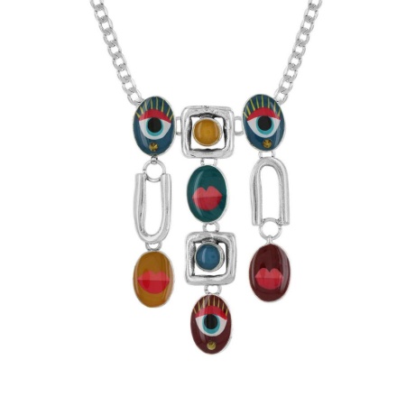 Колье TARATATA, Pop-up, с рисунком на смоле и стразами, TT-W22-18117-10M серебристый