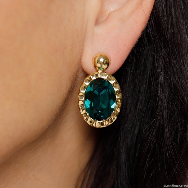 Серьги Qudo, TIVOLA UNICA big (G/P) Emerald 2,65cm, 332049 Серьги Qudo, TIVOLA UNICA big (G/P) Emerald 2,65cm, 332049