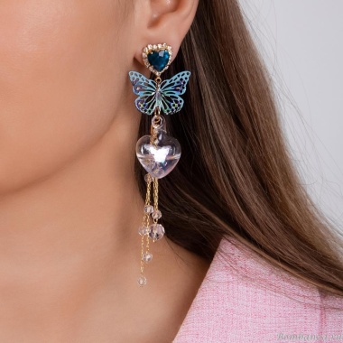 Серьги Moon Paris, Ringo Queen, асимметричные, кристаллы, бабочка, MRQ-24.05-002 золотистый