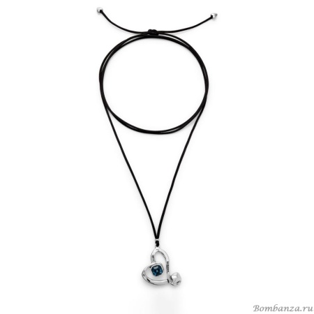 Ожерелье UNOde50 Ser Expresiva с синим кристаллом, с серебром на текстильном шнурке COL2012AZOMTL0U