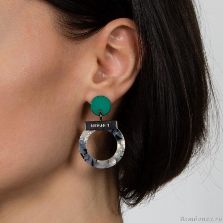 Серьги Nuance, акриловые, с принтом, NFN-24.01-029 зеленый