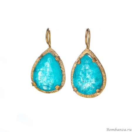 Серьги Estrosia, с кристаллом параиба, ES-ORO4-10A бирюзовый