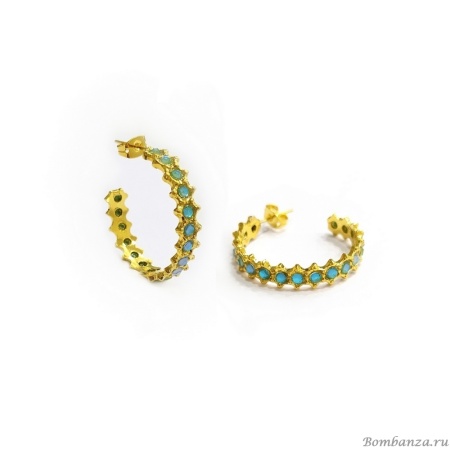 Серьги Catherine Bijoux, Crystal's dance, полукольца, с кристаллами, CB25.1-5265FG бирюзовый
