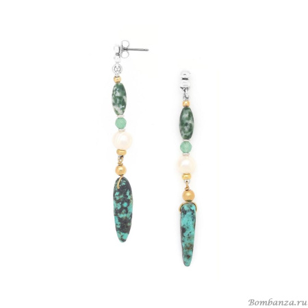 Серьги Nature Bijoux, Mara, бирюза, жемчуг, агат, авантюрин, NB24.2-12-79762 зеленый