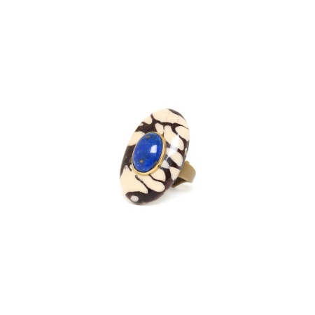 Кольцо Nature Bijoux, Camouflage, с термитником в смоле и лазуритом, NB23.2-19-25050 синий