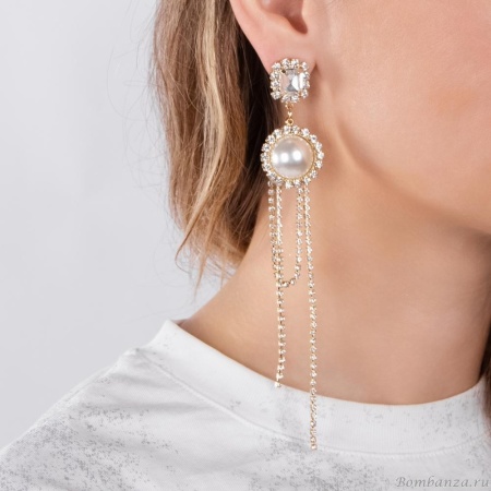 Серьги Moon Paris, Ringo Queen, асимметичные, с крестом и кристаллами, MRQ-24.05-013 золотистый