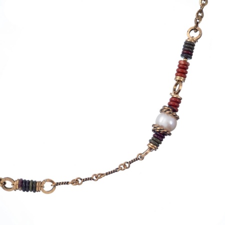 Колье Alcozer&J, с яшмой, агатом и жемчугом, AL-C48LB25-R коричневый