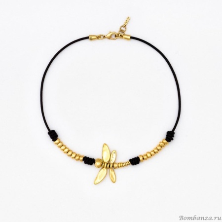 Колье Tucco, Flying, кожаное, со стрекозой, TC25.2-TMC155 золотистый