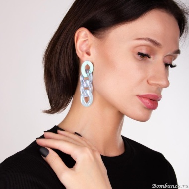 Серьги Moon Paris, Lorian, со вставками из каучука и акрила, ML-22.03-019 мятный Серьги Moon Paris, Lorian, со вставками из каучука и акрила, ML-22.03-019 мятный