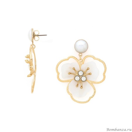 Серьги Franck Herval, Lisette, с перламутром, Swarovski и жемчугом, FH25.2-12-69676 белый