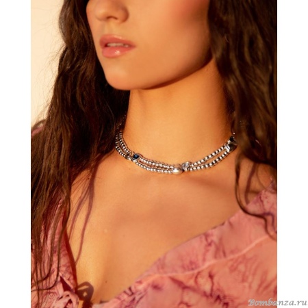 Колье Ciclon, Oasis, с кристаллами, кожа, CN-251812 синий