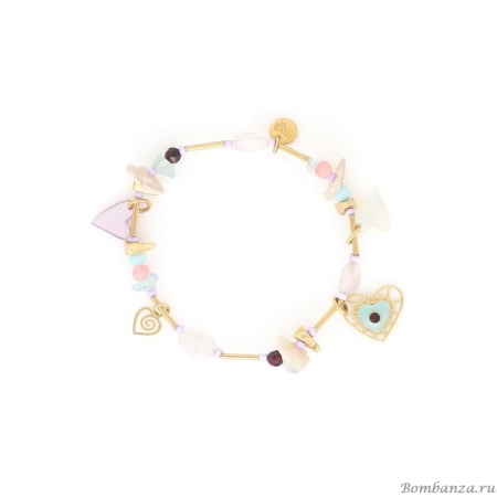 Браслет Franck Herval, Amanda, аквамарин, кварц, жемчуг, гранат, бусины, FH25.1-13-72902 золотистый