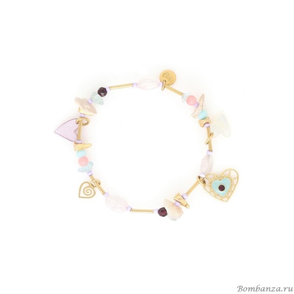 Браслет Franck Herval, Amanda, аквамарин, кварц, жемчуг, гранат, бусины, FH25.1-13-72902 золотистый